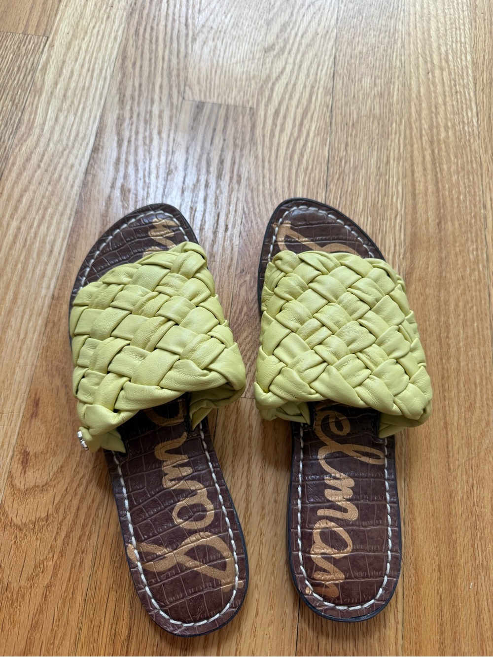 Sam Edelman Yellow Braided Slide Sandals
